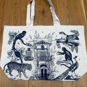 SEZANE CanvasTote Bag jungle Print in blue